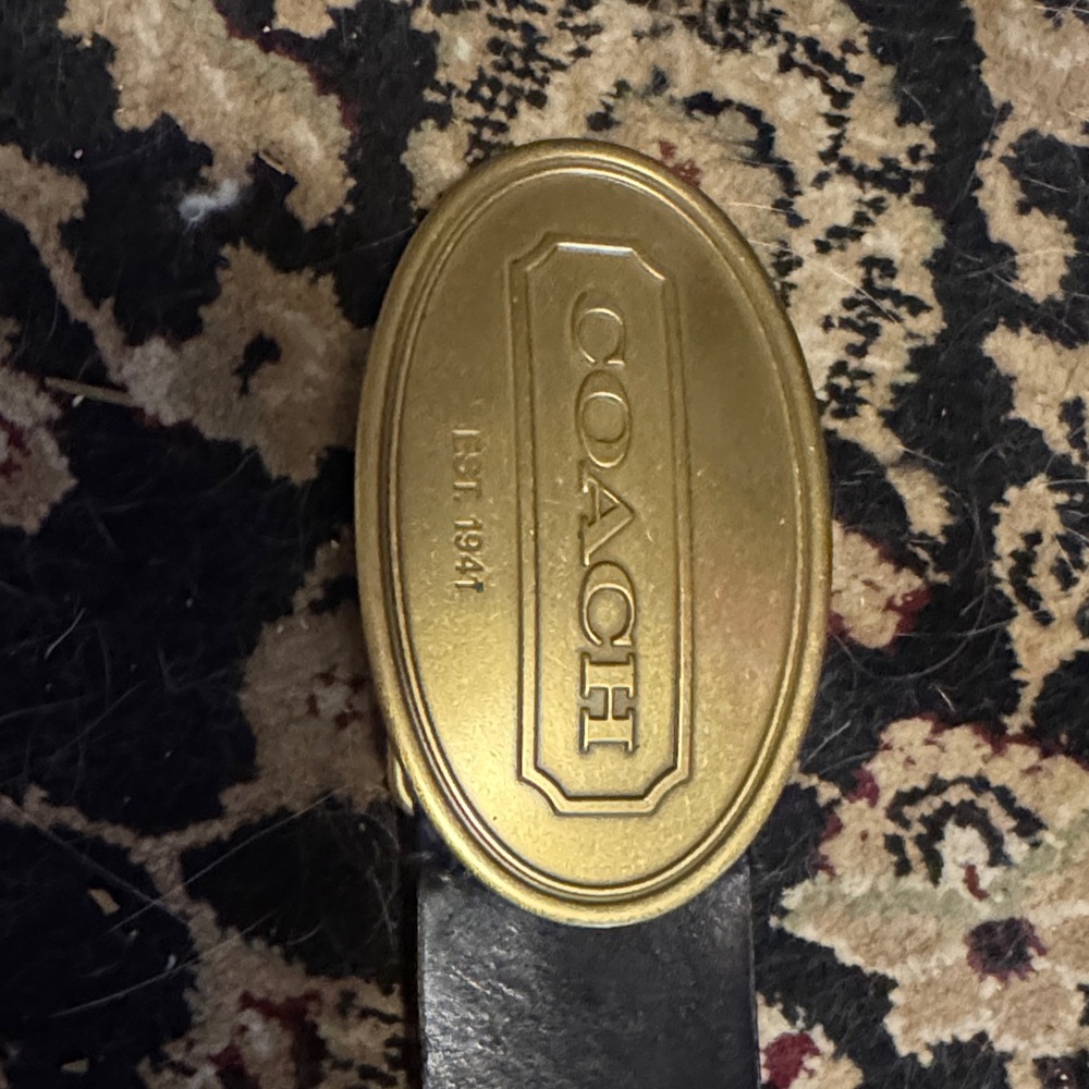Coach Gold and Black Oval leather Belt small